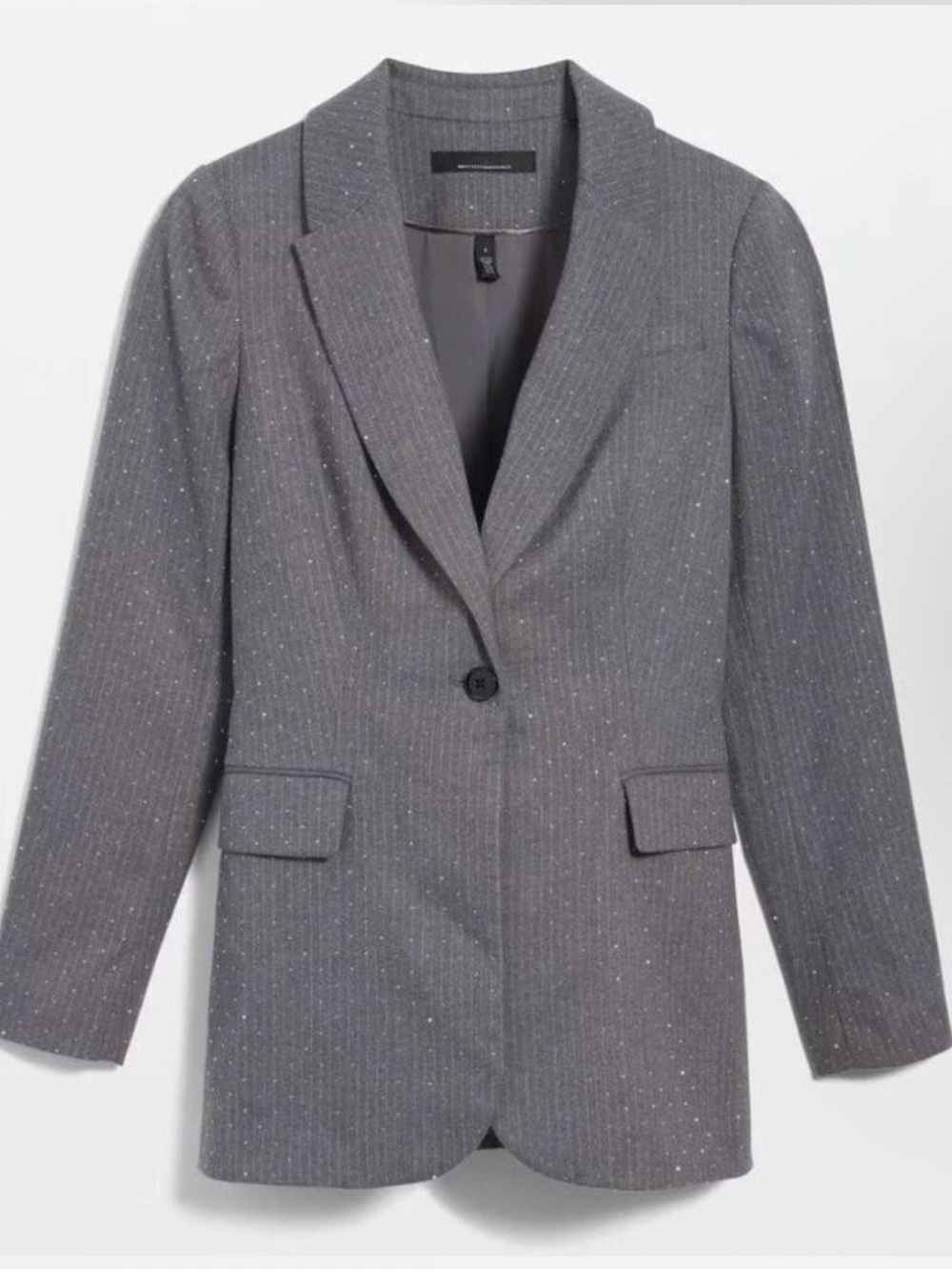 White House Black Market Gray Pinstripe Single-Button Blazer